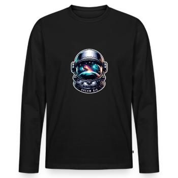 Dream Big - Astronaut Illustration - Männer Premium Bio Langarmshirt - Schwarz - Vorne - Nico (187cm)