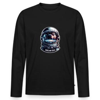 Dream Big - Astronaut Illustration - Männer Premium Bio Langarmshirt - Schwarz - Vorne - Nico (187cm)