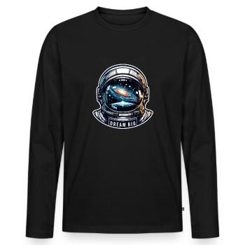 Dream Big - Astronaut Illustration - Männer Premium Bio Langarmshirt - Schwarz - Vorne - Nico (187cm)