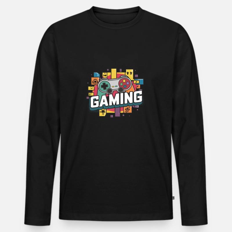 Gaming - Controller - Männer Premium Bio Langarmshirt - Schwarz
