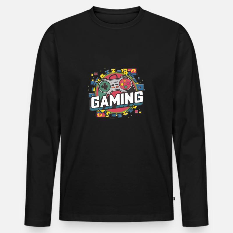 Gaming - Controller - Männer Premium Bio Langarmshirt - Schwarz