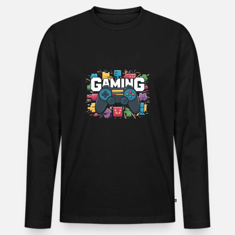 Gaming - Controller - Männer Premium Bio Langarmshirt - Schwarz