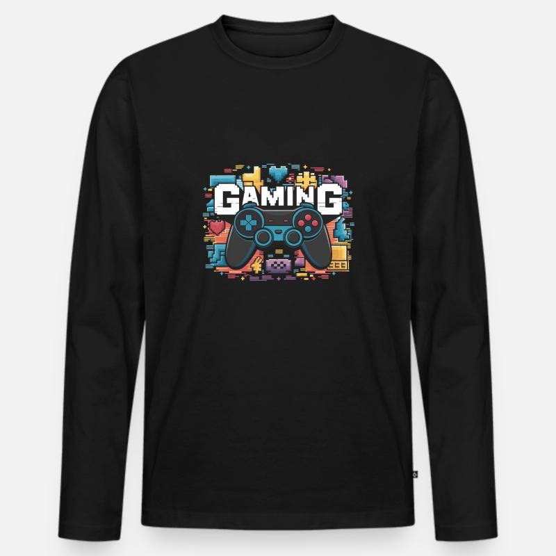 Gaming - Controller - Männer Premium Bio Langarmshirt - Schwarz