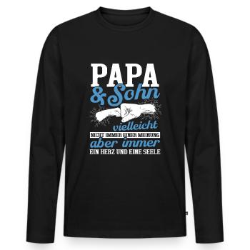 Papa und Sohn - Männer Premium Bio Langarmshirt - Schwarz - Vorne - Nico (187cm)