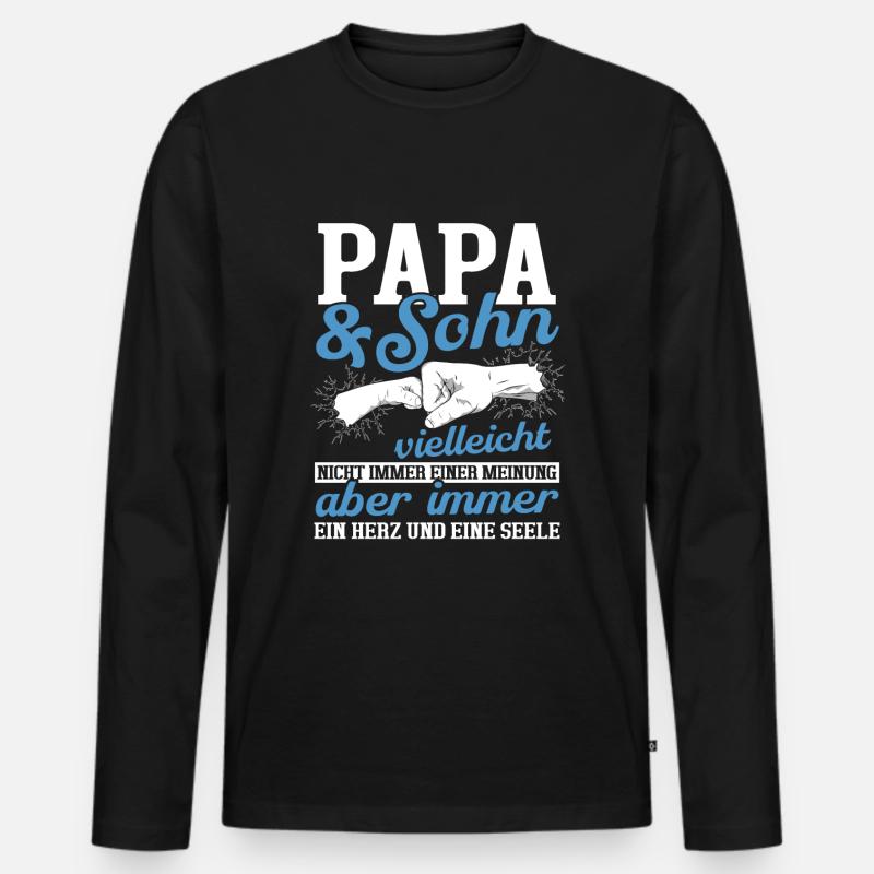 Papa und Sohn - Männer Premium Bio Langarmshirt - Schwarz
