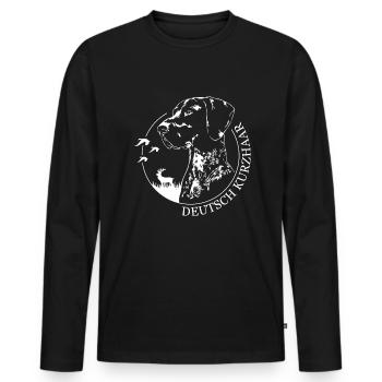 GERMAN SHORTHAIR Hunting Dogs Portait Wilsigns Dogs - Men's Premium Organic Long Sleeve Shirt - black - Front - Nico (187cm)