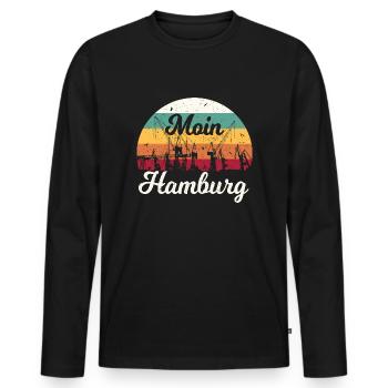Hamburg - Moin Hamburg - Männer Premium Bio Langarmshirt - Schwarz - Vorne - Nico (187cm)