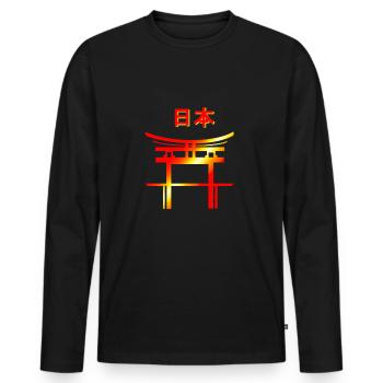 Japan characters - Men's Premium Organic Long Sleeve Shirt - black - Front - Nico (187cm)