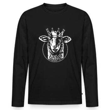 MOUTON avec couronne drôle de mouton Wilsign berger - T-shirt manches longues Premium bio Homme - noir - Devant - Nico (187cm)