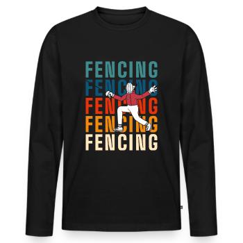 Fencing Sword Fighting Fighter Mask - Men's Premium Organic Long Sleeve Shirt - black - Front - Nico (187cm)