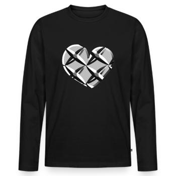 grey heart net pattern caught - Men's Premium Organic Long Sleeve Shirt - black - Front - Nico (187cm)
