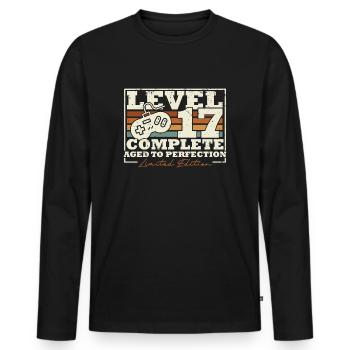 17th Birthday Level 17 Complete 17 Years Gift - Men's Premium Organic Long Sleeve Shirt - black - Front - Nico (187cm)