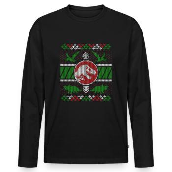 Jurassic World Christmas Design With T-Rex - Men's Premium Organic Long Sleeve Shirt - black - Front - Nico (187cm)