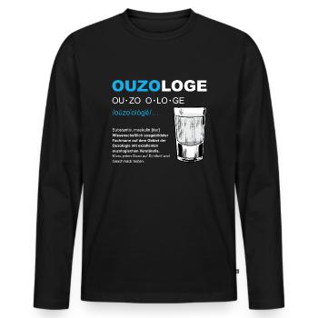Ouzologe Saufen JGA Männertag Party Ouzo - Männer Premium Bio Langarmshirt - Schwarz - Vorne - Nico (187cm)
