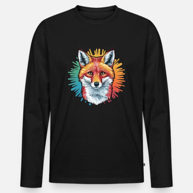 Fuchs - Illustration - Männer Premium Bio Langarmshirt - Schwarz