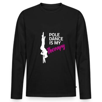 Pole Dance is my Therapy - Dancing Hobby - Men's Premium Organic Long Sleeve Shirt - black - Front - Nico (187cm)