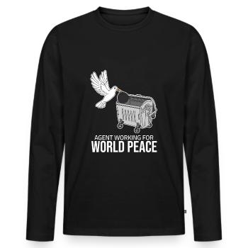 Agent working for World Peace - Dove of Peace - Men's Premium Organic Long Sleeve Shirt - black - Front - Nico (187cm)