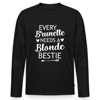 Every Brunette Needs A Blonde Beast - Girlfriends - Men's Premium Organic Long Sleeve Shirt - black - Front - Nico (187cm)