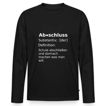 Abschluss Abitur Abi Abifahrt Abschlussfahrt - Männer Premium Bio Langarmshirt - Schwarz - Vorne - Nico (187cm)