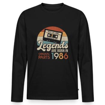 legends cassette 1986 birthday gift 36 years - Men's Premium Organic Long Sleeve Shirt - black - Front - Nico (187cm)