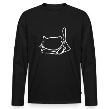 reclining sitting cat pet pet - Men's Premium Organic Long Sleeve Shirt - black - Front - Nico (187cm)