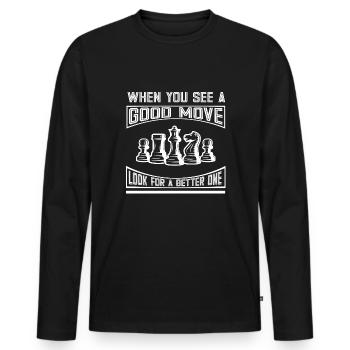 Lusitger Schachspieler Spruch I Schach - Männer Premium Bio Langarmshirt - Schwarz - Vorne - Nico (187cm)