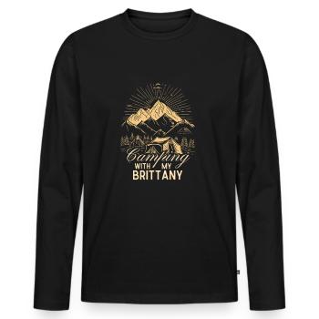 Epagneul Breton Camping Randonnée Plein air Bretagne - T-shirt manches longues Premium bio Homme - noir - Devant - Nico (187cm)