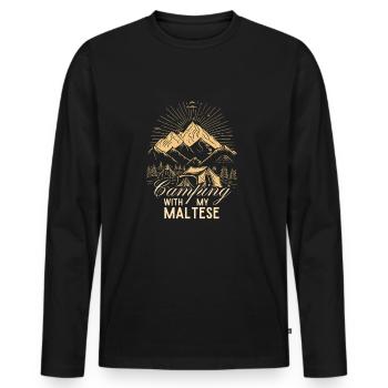 Malteser Camping Randonnée Plein air - T-shirt manches longues Premium bio Homme - noir - Devant - Nico (187cm)