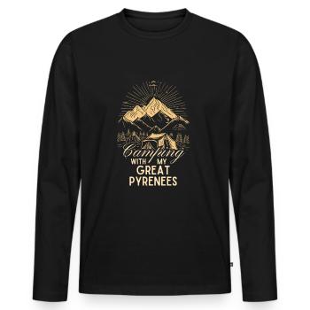 Montagnard des Pyrénées Chien Camping Randonnée Plein air - T-shirt manches longues Premium bio Homme - noir - Devant - Nico (187cm)