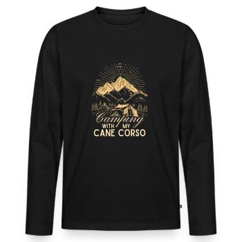 Cane Corso Zelten Wandern Outdoor - Männer Premium Bio Langarmshirt - Schwarz - Vorne - Nico (187cm)