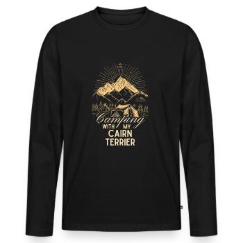 Cairn Terrier Camping Randonnée Plein air - T-shirt manches longues Premium bio Homme - noir - Devant - Nico (187cm)
