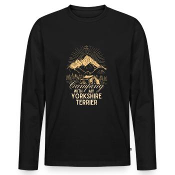 Yorkshire Terrier Camping Randonnée Plein air - T-shirt manches longues Premium bio Homme - noir - Devant - Nico (187cm)