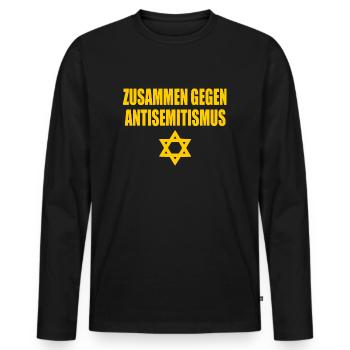 zusammen gegen antisemitismus - Männer Premium Bio Langarmshirt - Schwarz - Vorne - Nico (187cm)