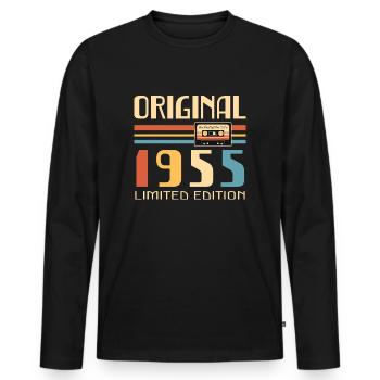 70th Birthday Original 1955 70 Years Old Gift - Men's Premium Organic Long Sleeve Shirt - black - Front - Nico (187cm)