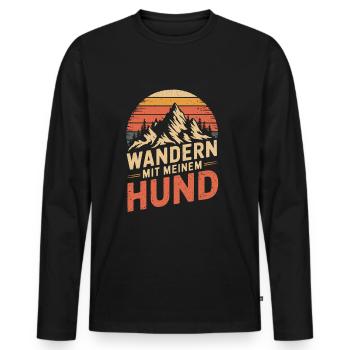Wandern mit meinem Hund - Männer Premium Bio Langarmshirt - Schwarz - Vorne - Nico (187cm)