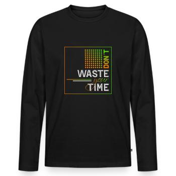Ne perdez pas votre temps - T-shirt manches longues Premium bio Homme - noir - Devant - Nico (187cm)