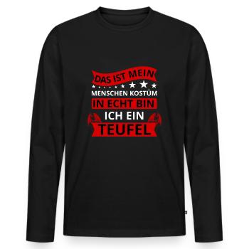 Das ist mein Menschen Kostüm Teufel Fasching - Männer Premium Bio Langarmshirt - Schwarz - Vorne - Nico (187cm)