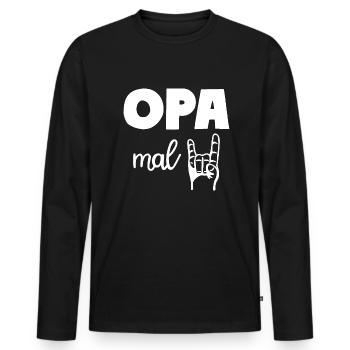 Opa mal Zwei 2 Kinder Rock'n' Roll Großvater - Männer Premium Bio Langarmshirt - Schwarz - Vorne - Nico (187cm)