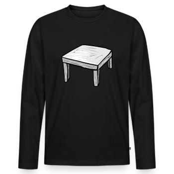 Icône de dessin animé de table de table en bois - T-shirt manches longues Premium bio Homme - noir - Devant - Nico (187cm)