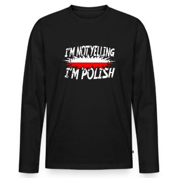 Je ne crie pas que je suis polonais - T-shirt manches longues Premium bio Homme - noir - Devant - Nico (187cm)