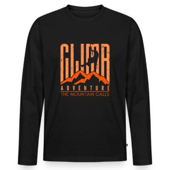 Climbing - Mountaineering - Bouldering - the mountain is calling - Men's Premium Organic Long Sleeve Shirt - black - Front - Nico (187cm)