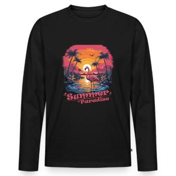 Tropical Flamingo Summer Paradise Summer T-Shirt - T-shirt manches longues Premium bio Homme - noir - Devant - Nico (187cm)