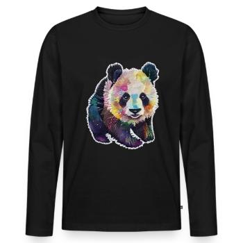 BÉBÉ PANDA AQUARELLE - T-shirt manches longues Premium bio Homme - noir - Devant - Nico (187cm)