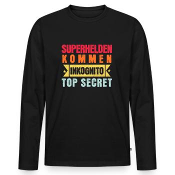 Superhelden kommen inkognito top secret! - Männer Premium Bio Langarmshirt - Schwarz - Vorne - Nico (187cm)