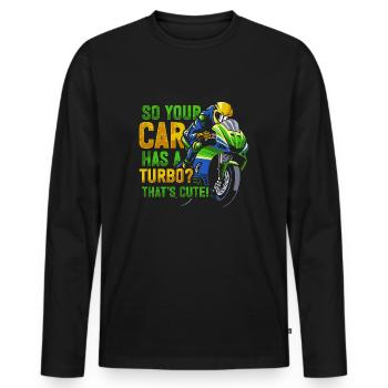 Moto de course de moto dicton - T-shirt manches longues Premium bio Homme - noir - Devant - Nico (187cm)