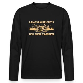 Wohnwagen Langsam reicht's ich geh Campen - Männer Premium Bio Langarmshirt - Schwarz - Vorne - Nico (187cm)