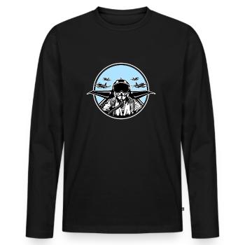Jet Pilot / Kampfpilot 01_schwarz weiß - Männer Premium Bio Langarmshirt - Schwarz - Vorne - Nico (187cm)