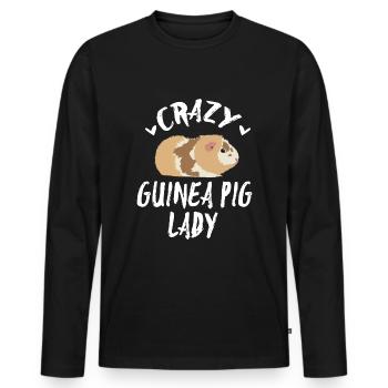 Crazy Guinea Pig Lady Meerschweinchen Haustier - Männer Premium Bio Langarmshirt - Schwarz - Vorne - Nico (187cm)