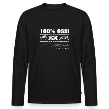 100% OSSI - Männer Premium Langarmshirt - Männer Premium Bio Langarmshirt - Schwarz - Vorne - Nico (187cm)