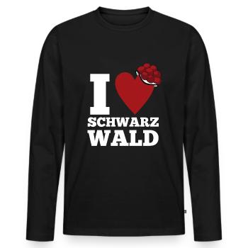 Ich liebe den Schwarzwald Bollenhut Spruch - Männer Premium Bio Langarmshirt - Schwarz - Vorne - Nico (187cm)
